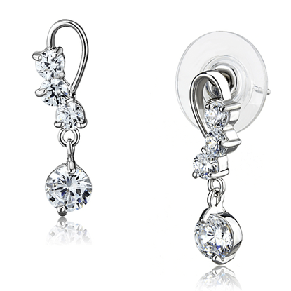 Picture of 3W1293 - Brass Earrings Rhodium Women AAA Grade CZ Clear