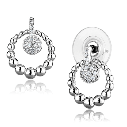 Picture of 3W1296 - Brass Earrings Rhodium Women AAA Grade CZ Clear