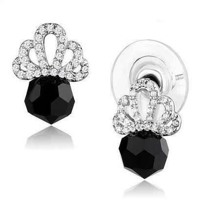 Picture of 3W1303 - Brass Earrings Rhodium Women AAA Grade CZ Clear