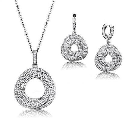 Picture of 3W1318 - Brass Jewelry Sets Rhodium Women AAA Grade CZ Clear