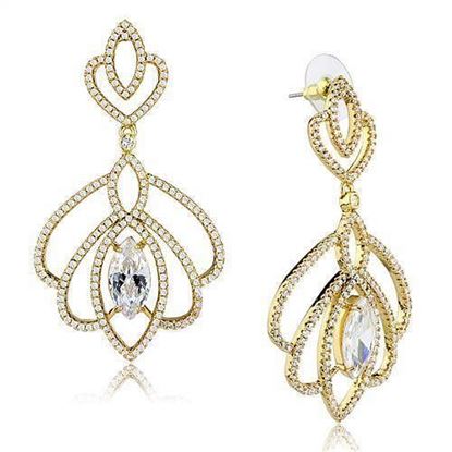 Picture of 3W1324 - Brass Earrings Gold Women AAA Grade CZ Clear