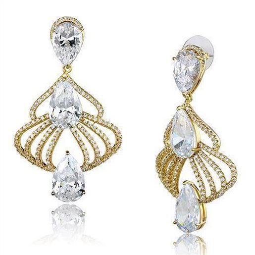 Picture of 3W1325 - Brass Earrings Gold Women AAA Grade CZ Clear