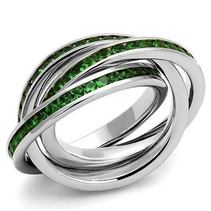 Picture of 3W1332 - Brass Ring Rhodium Women Synthetic Emerald