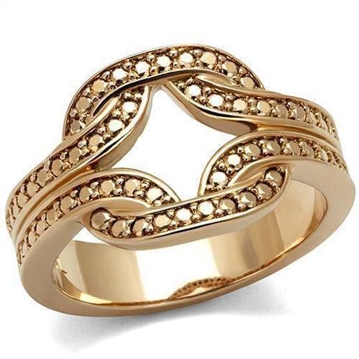 Picture of 3W1336 - Brass Ring IP Rose Gold(Ion Plating) Women AAA Grade CZ Metallic Light Gold