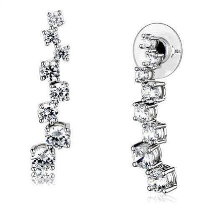 Picture of 3W1352 - Brass Earrings Rhodium Women AAA Grade CZ Clear