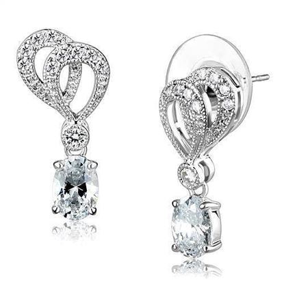 Picture of 3W1355 - Brass Earrings Rhodium Women AAA Grade CZ Clear