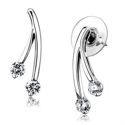 Picture of 3W1356 - Brass Earrings Rhodium Women AAA Grade CZ Clear