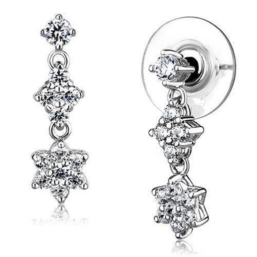 Picture of 3W1357 - Brass Earrings Rhodium Women AAA Grade CZ Clear