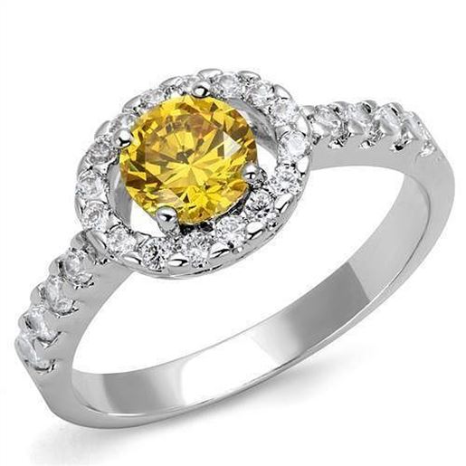 Picture of 3W1362 - Brass Ring Rhodium Women AAA Grade CZ Topaz