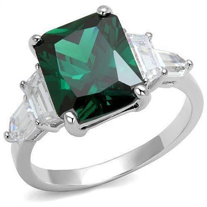 Picture of 3W1363 - Brass Ring Rhodium Women Synthetic Emerald