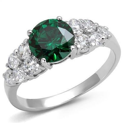 Picture of 3W1364 - Brass Ring Rhodium Women Synthetic Emerald