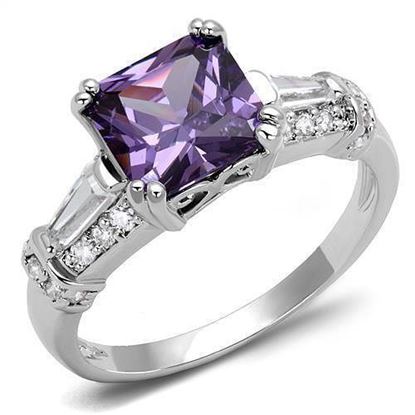 Picture of 3W1365 - Brass Ring Rhodium Women AAA Grade CZ Amethyst