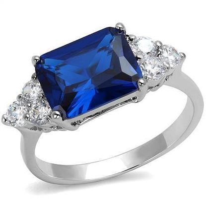 Picture of 3W1367 - Brass Ring Rhodium Women Synthetic London Blue