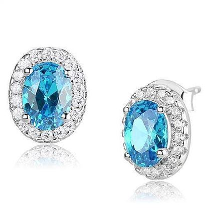 Picture of 3W1369 - 925 Sterling Silver Earrings Rhodium Women Synthetic London Blue