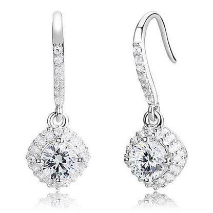 Picture of 3W1372 - 925 Sterling Silver Earrings Rhodium Women AAA Grade CZ Clear