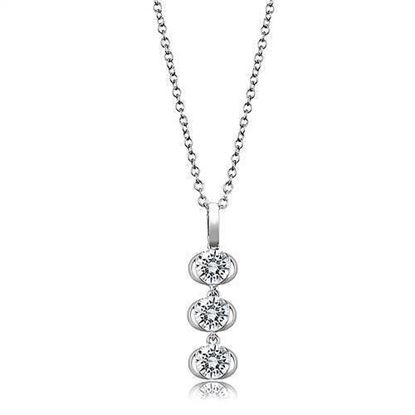 Picture of 3W1373 - 925 Sterling Silver Chain Pendant Rhodium Women AAA Grade CZ Clear