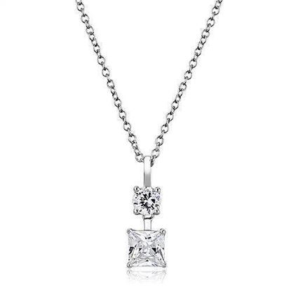 Picture of 3W1374 - 925 Sterling Silver Chain Pendant Rhodium Women AAA Grade CZ Clear