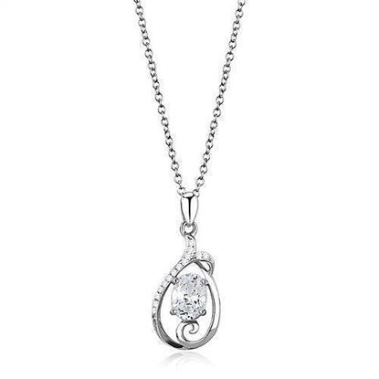 Picture of 3W1375 - 925 Sterling Silver Chain Pendant Rhodium Women AAA Grade CZ Clear