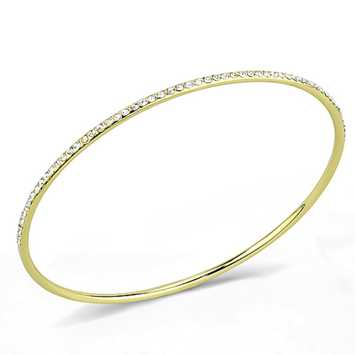 Picture of 3W1406 - Brass Bangle Gold Women Top Grade Crystal Clear