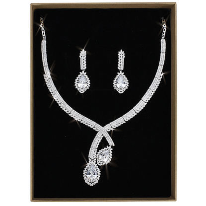 Picture of 3W1416 - Brass Jewelry Sets Rhodium Women AAA Grade CZ Clear