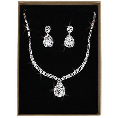 Picture of 3W1417 - Brass Jewelry Sets Rhodium Women AAA Grade CZ Clear