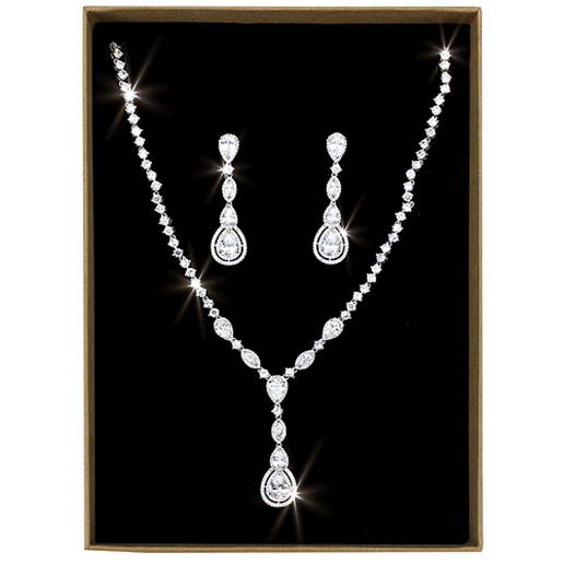 Picture of 3W1422 - Brass Jewelry Sets Rhodium Women AAA Grade CZ Clear