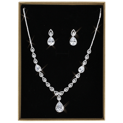 Picture of 3W1427 - Brass Jewelry Sets Rhodium Women AAA Grade CZ Clear