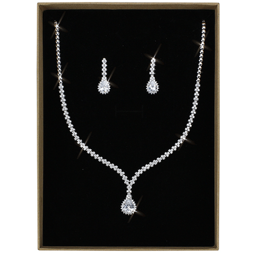 Picture of 3W1430 - Brass Jewelry Sets Rhodium Women AAA Grade CZ Clear