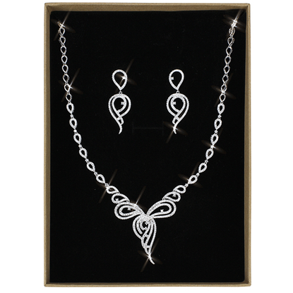 Picture of 3W1431 - Brass Jewelry Sets Rhodium Women AAA Grade CZ Clear