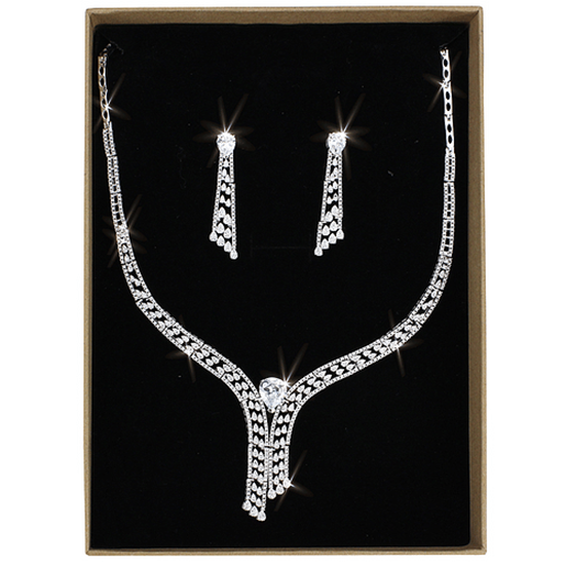 Picture of 3W1434 - Brass Jewelry Sets Rhodium Women AAA Grade CZ Clear