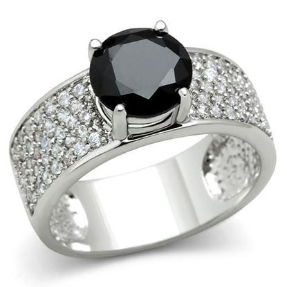 Picture of 3W145 - Brass Ring Rhodium Women AAA Grade CZ Jet