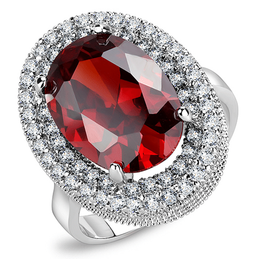 Picture of 3W1455 - Brass Ring Rhodium Women AAA Grade CZ Garnet