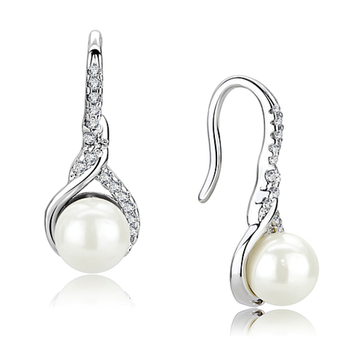 Picture of 3W1478 - Brass Earrings Rhodium Women Synthetic White