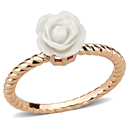 Picture of 3W1492 - Brass Ring Rose Gold Women Synthetic White