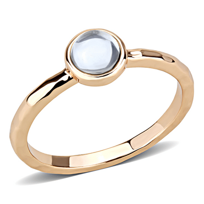 Picture of 3W1493 - Brass Ring Rose Gold Women Synthetic Aquamarine