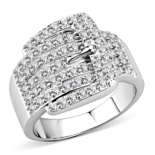 Picture of 3W1502 - Brass Ring Rhodium Women AAA Grade CZ Clear