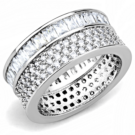 Picture of 3W1520 - Stainless Steel Ring Rhodium Women AAA Grade CZ Clear