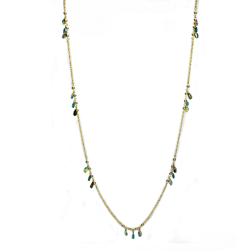 Picture of 3W1537 - Brass Necklace Gold Women Synthetic Emerald