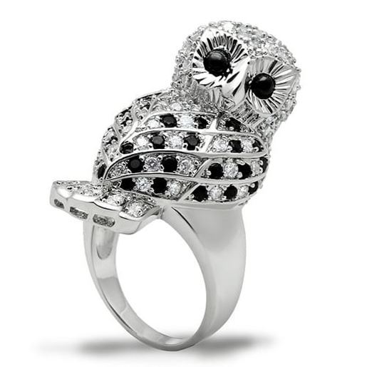 Picture of 3W155 - Brass Ring Rhodium Women AAA Grade CZ Jet