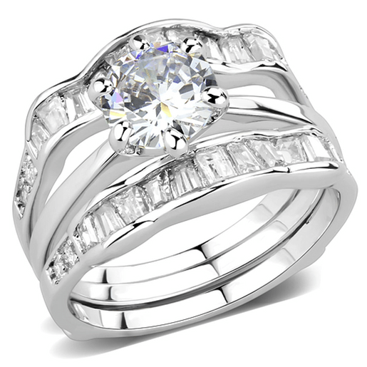 Picture of 3W1557 - Brass Ring Rhodium Women AAA Grade CZ Clear