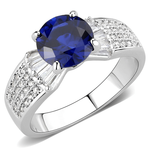 Picture of 3W1562 - Brass Ring Rhodium Women Synthetic London Blue