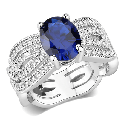 Picture of 3W1564 - Brass Ring Rhodium Women Synthetic London Blue