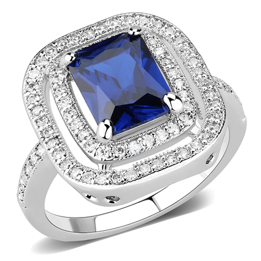 Picture of 3W1565 - Brass Ring Rhodium Women Synthetic London Blue