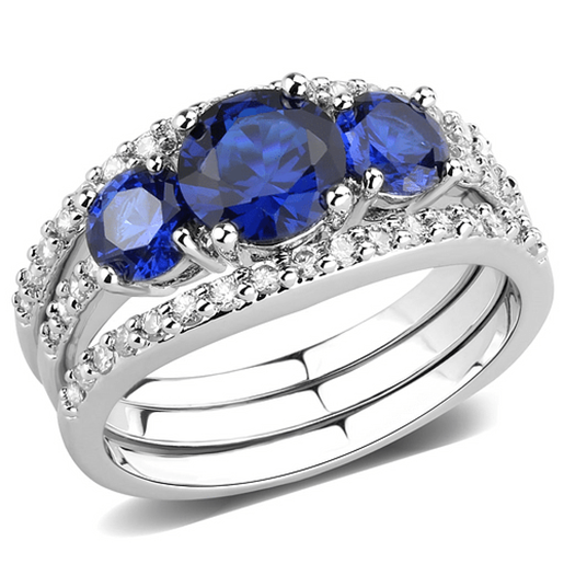 Picture of 3W1566 - Brass Ring Rhodium Women Synthetic London Blue