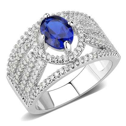 Picture of 3W1567 - Brass Ring Rhodium Women Synthetic London Blue