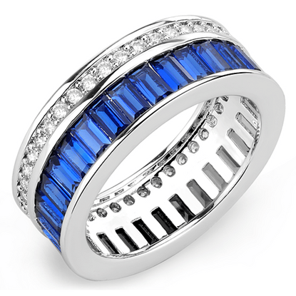 Picture of 3W1568 - Brass Ring Rhodium Women Synthetic London Blue