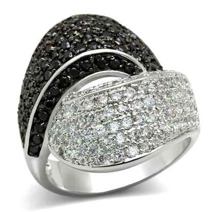 Picture of 3W157 - Brass Ring Rhodium + Ruthenium Women AAA Grade CZ Jet