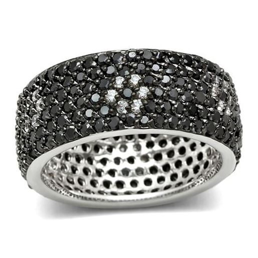 Picture of 3W158 - Brass Ring Rhodium + Ruthenium Women AAA Grade CZ Jet