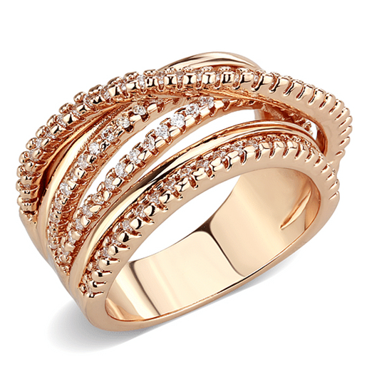 Picture of 3W1586 - Brass Ring Rose Gold Women AAA Grade CZ Clear