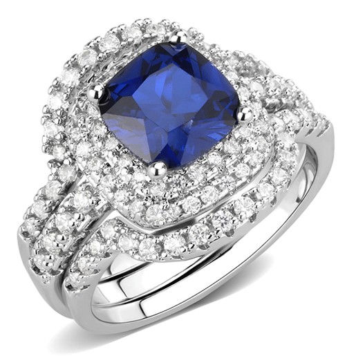 Picture of 3W1599 - Brass Ring Rhodium Women Synthetic London Blue